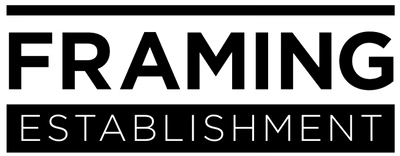 Text 'Framing Establishment' in a stylized font on a white background